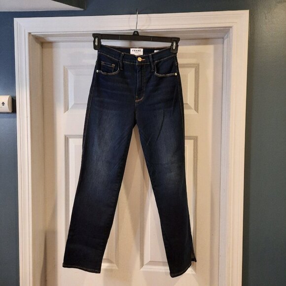 Frame Denim Denim - Frame Jeans Womens 25 Le Sylvie Slender Straight‎ Ankle High Rise Side Split Hem